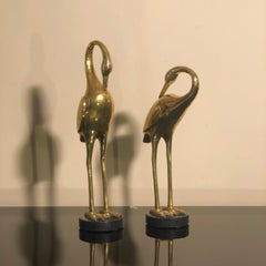 Art Deco French Brass Herons 1940s set of two animal sculptures