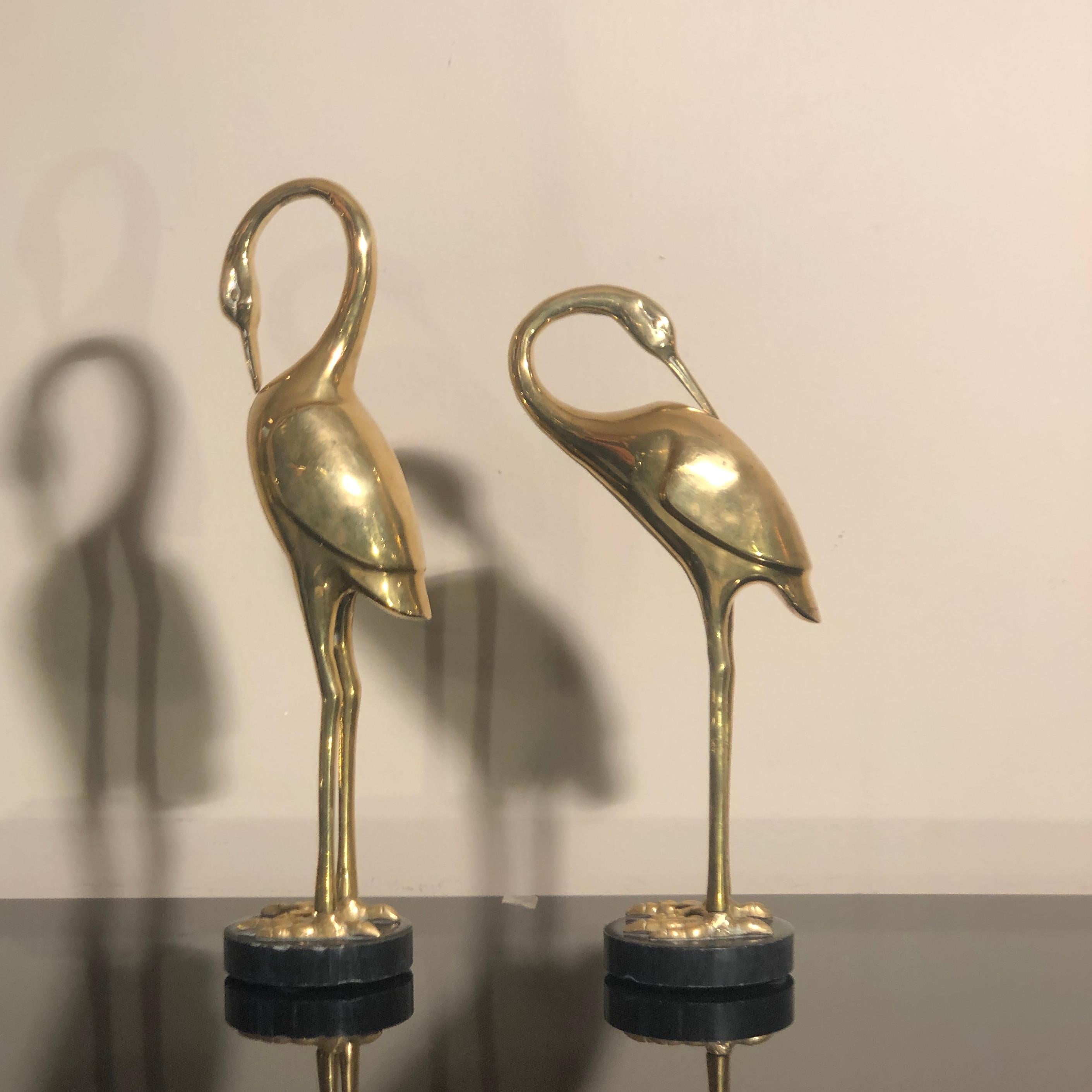 Art Deco French Brass Herons 1940s set of two animal sculptures 2