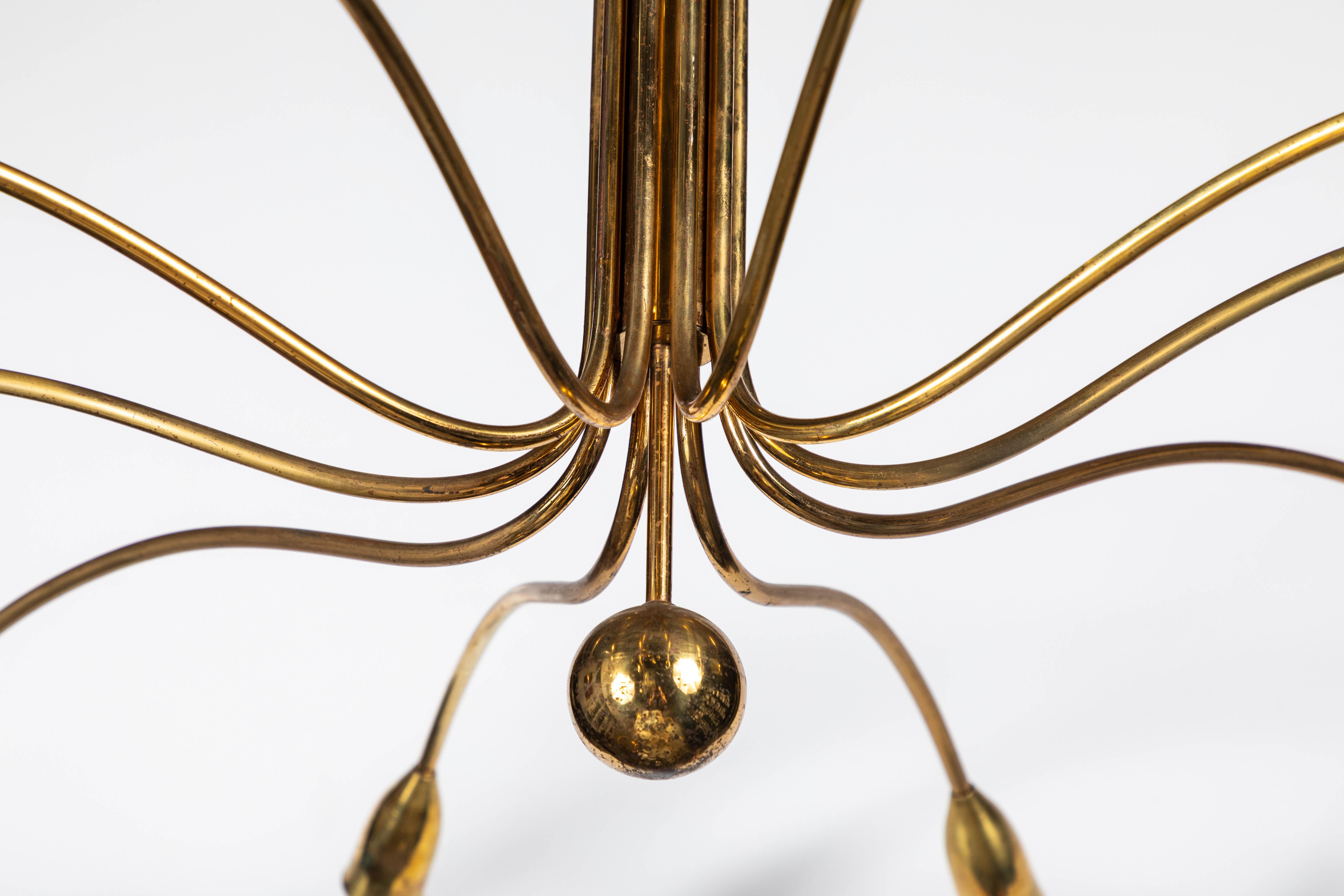 Art Deco French Brass Spider Pendant with 10 Sockets 2