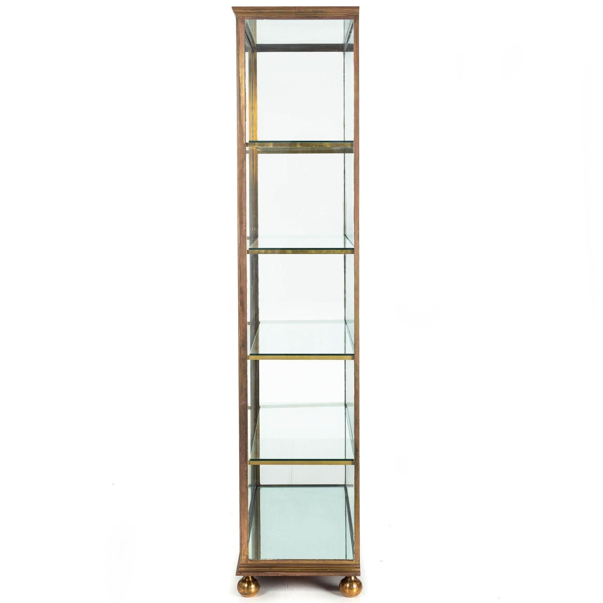 Art Deco French Bronze, Brass and Glass Display Cabinet circa 1930s In Good Condition For Sale In Shippensburg, PA