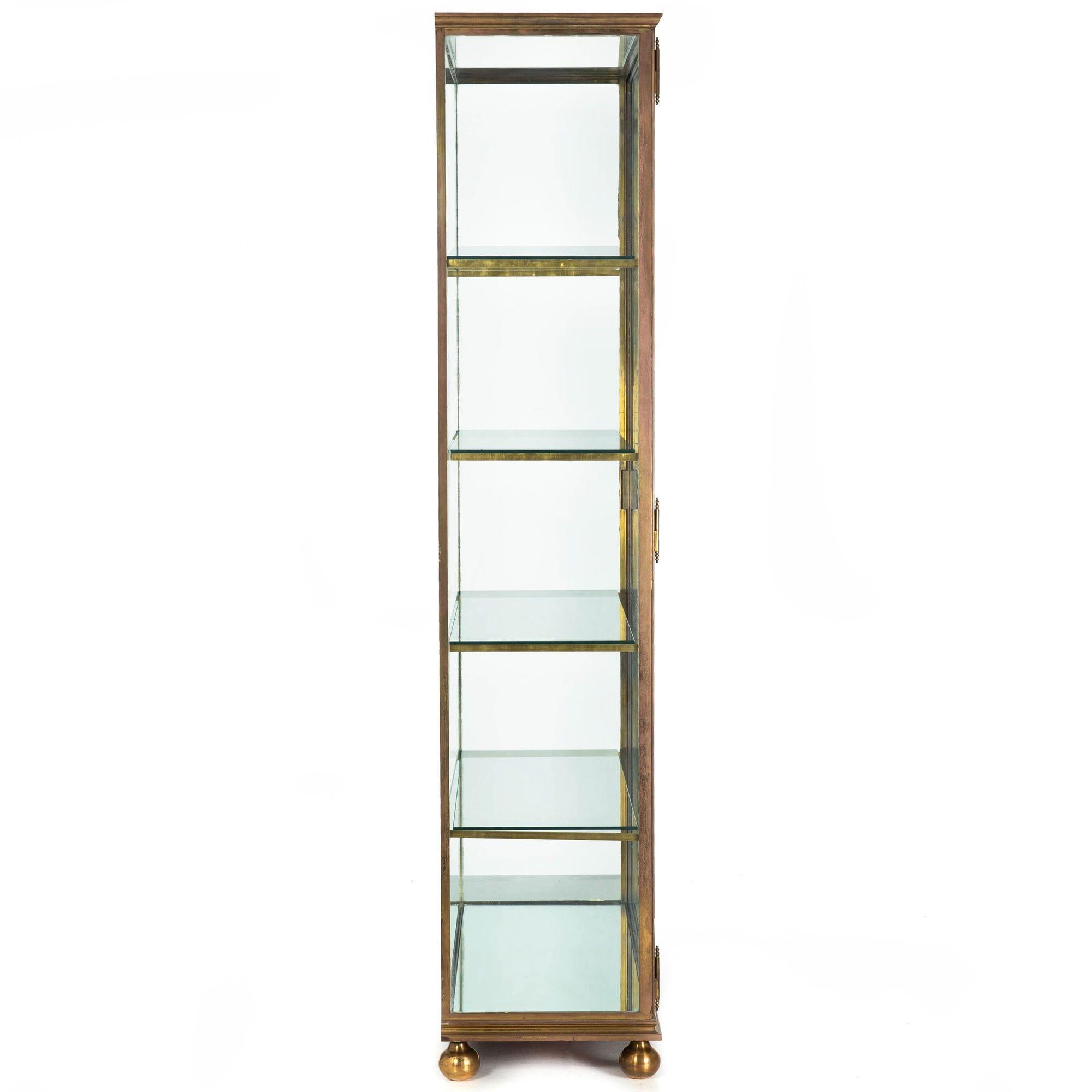 20th Century Art Deco French Bronze, Brass and Glass Display Cabinet circa 1930s For Sale