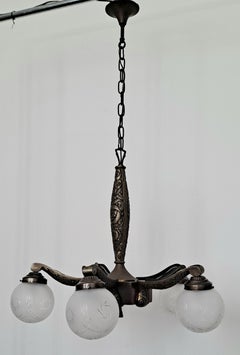 Art Deco French Bronze Chandelier