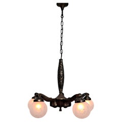 Art Deco French Bronze Chandelier 