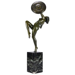 Art Deco French Bronze Figure 'Amazonian Warrior' by Pierre le Faguays