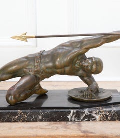 Art Deco French Bronze Gladiator Sculpture Signed 'Desire Grisard'