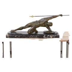 Art Deco French Bronze Gladiator Sculpture Signed 'Desire Grisard'