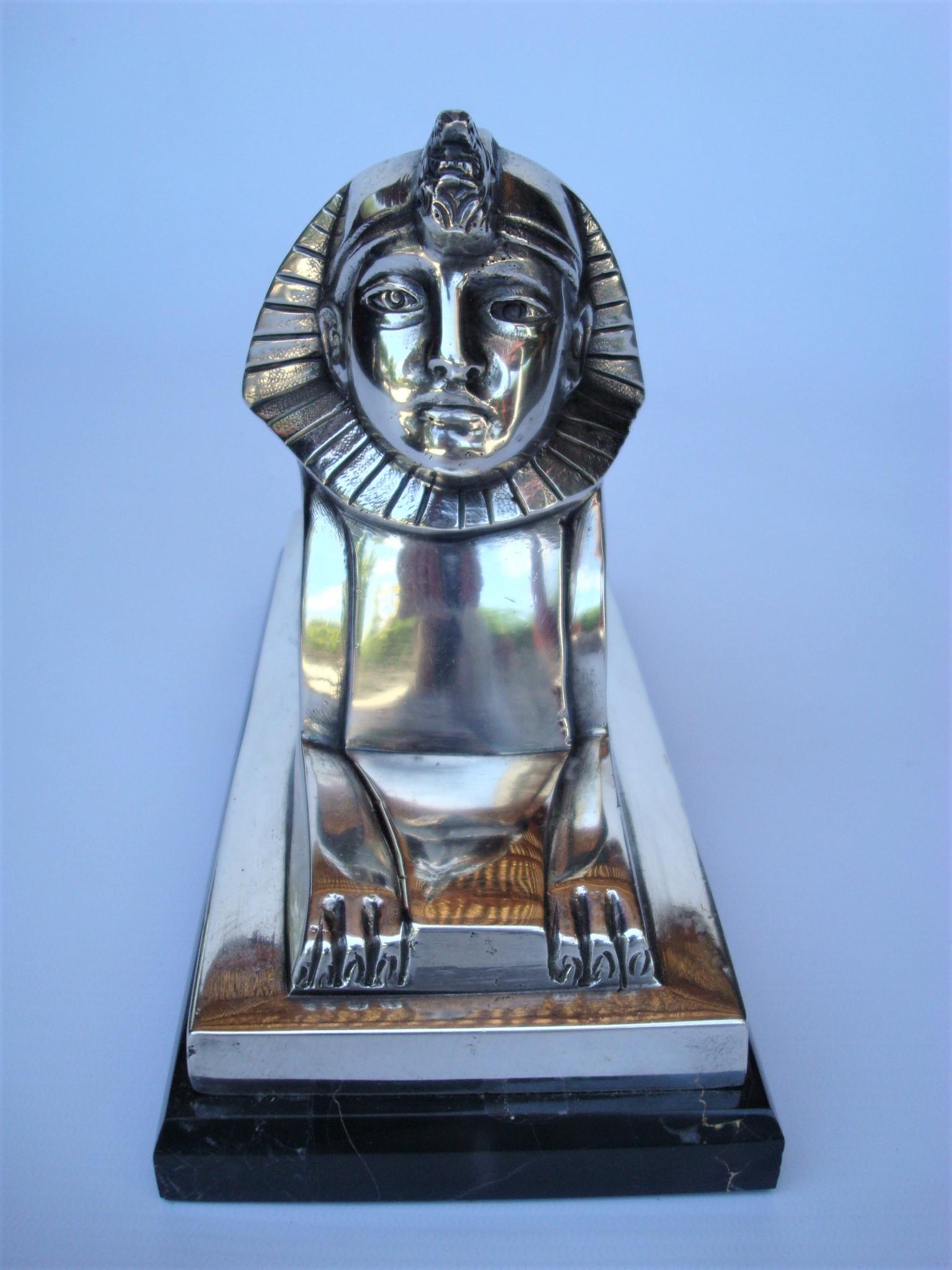 Art Deco French Bronze Sculpture of a Sphinx, Signed C. Charles For Sale 4