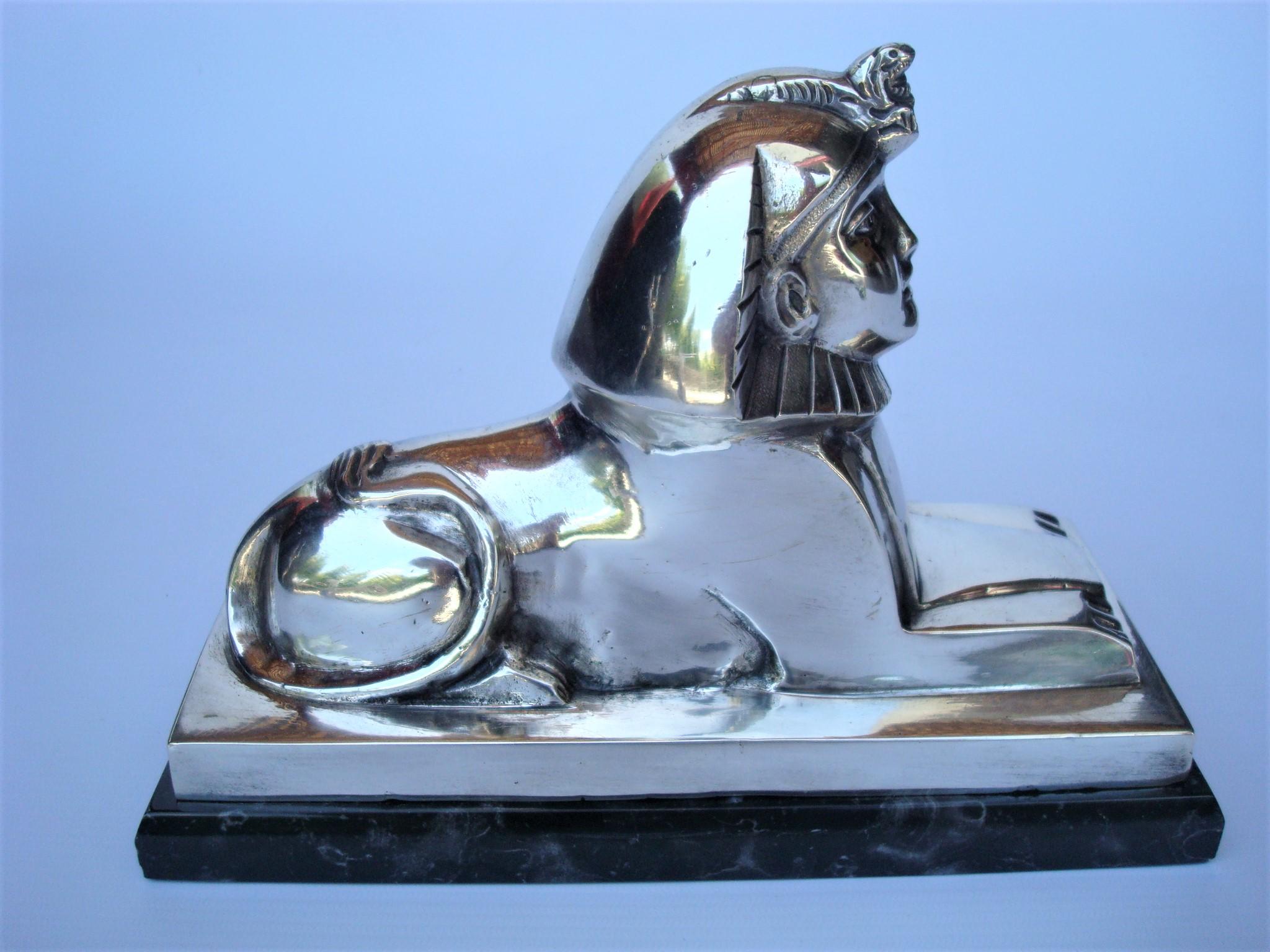 Art Deco French Bronze Sculpture of a Sphinx, Signed C. Charles For Sale 2