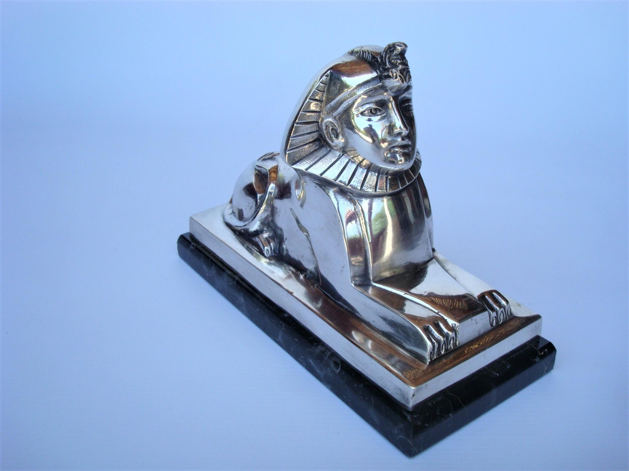 Art Deco French Bronze Sculpture of a Sphinx, Signed C. Charles For Sale 4