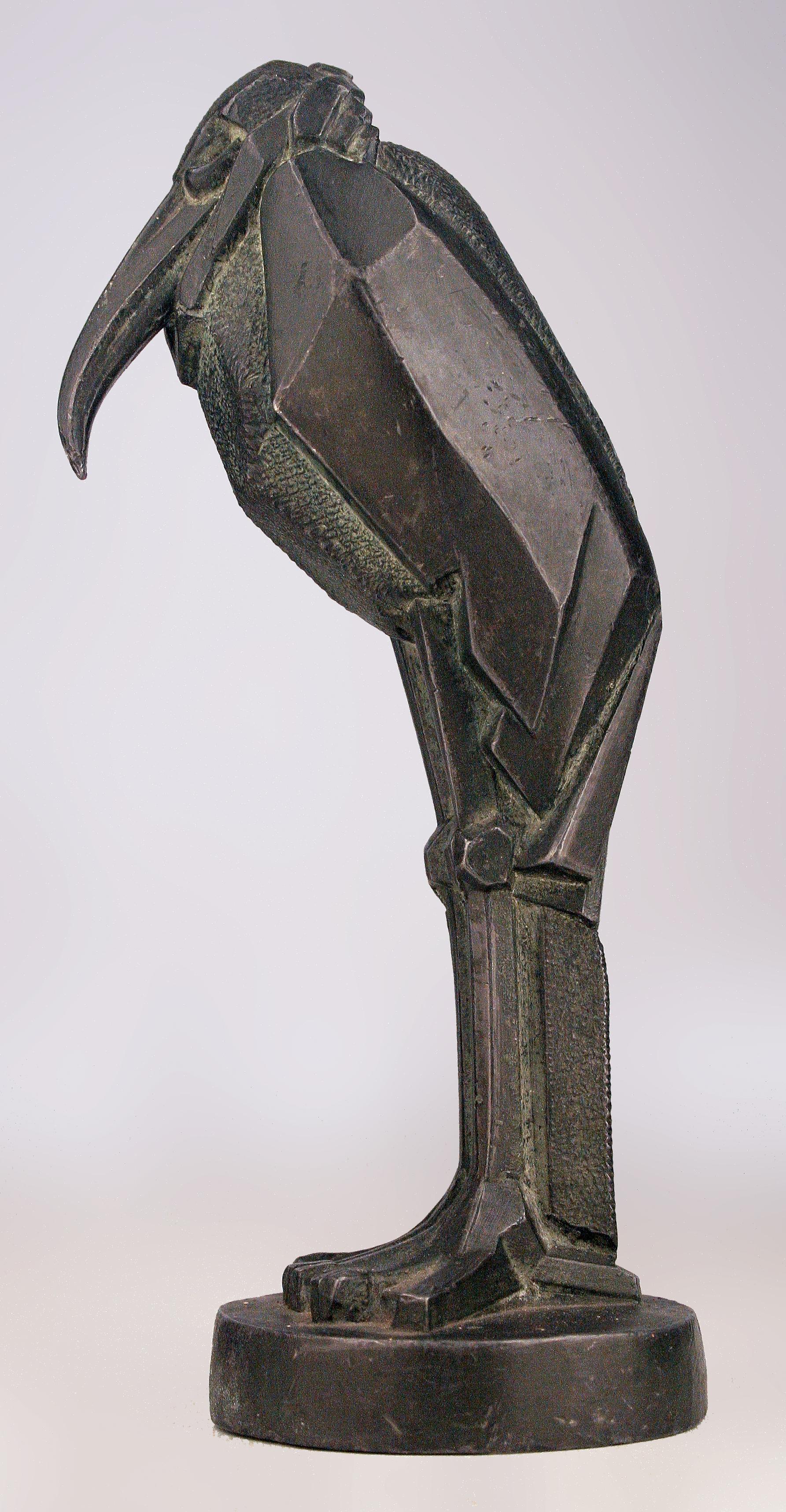 20ième siècle Sculpture Art Déco en bronze représentant une cigogne debout par l'animalier Charles Artus en vente