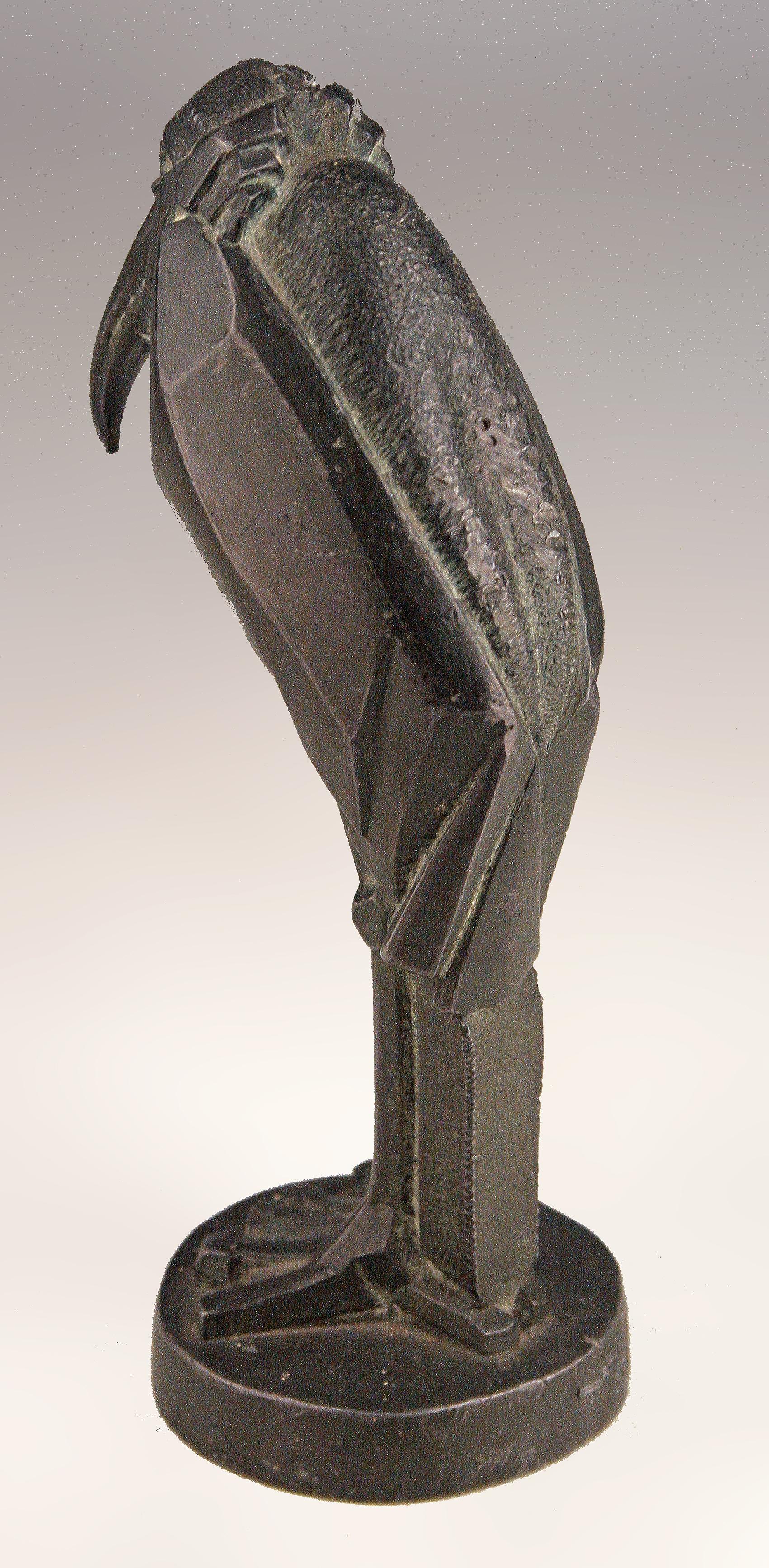 Art Déco Französisch Bronze-Skulptur eines Standing Stork von Animalier Charles Artus (Art déco) im Angebot