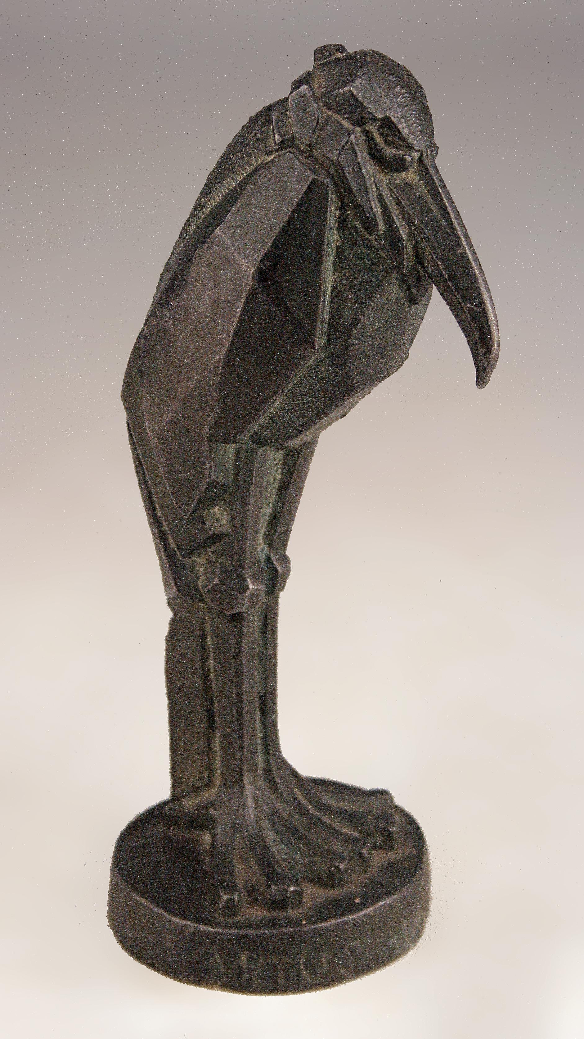 Art Déco Französisch Bronze-Skulptur eines Standing Stork von Animalier Charles Artus (Geformt) im Angebot