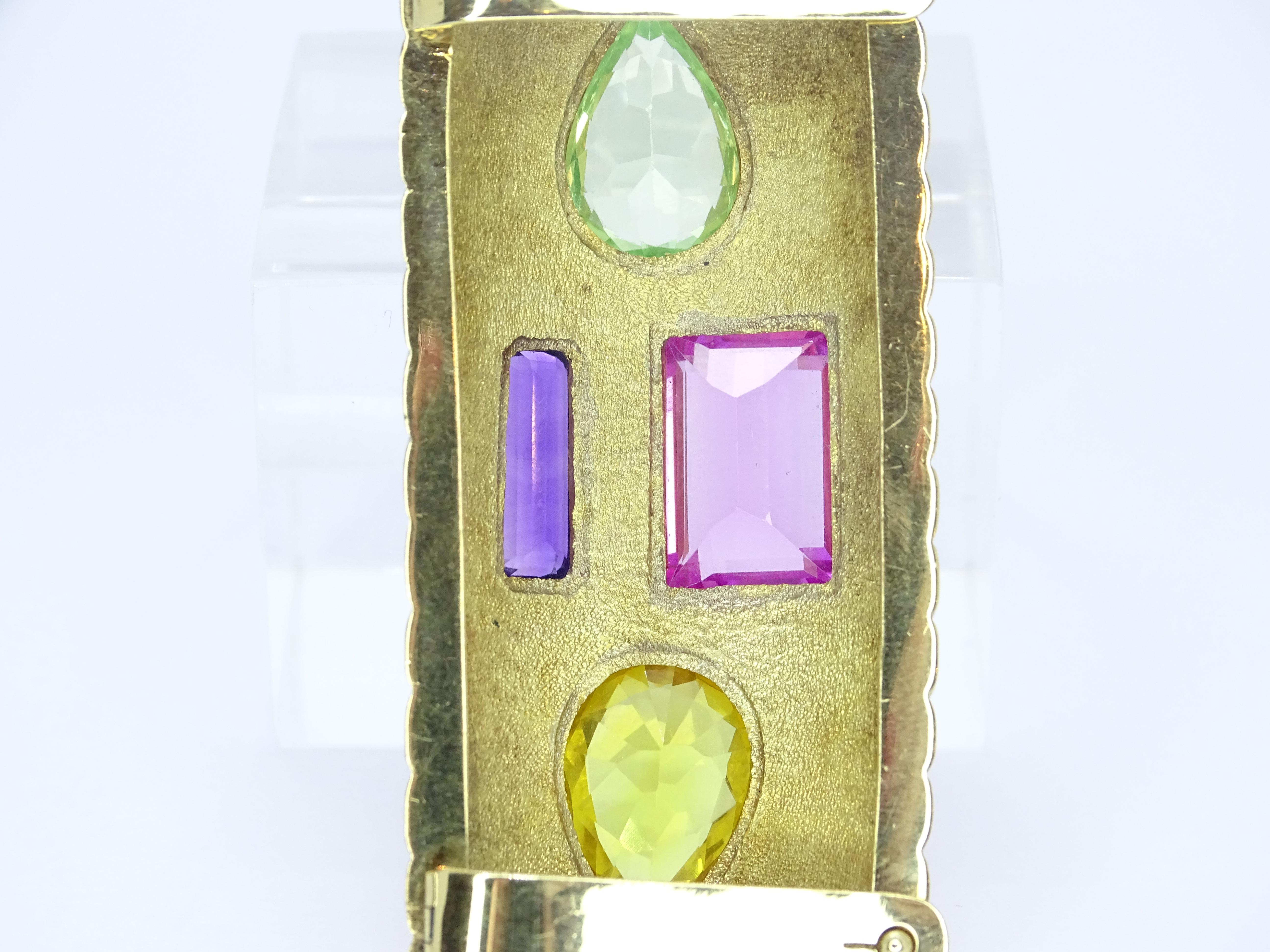 Art Deco French Brooch Pendant Gold 18 kt amethyst Topaz  French Rose Aquamarine For Sale 12