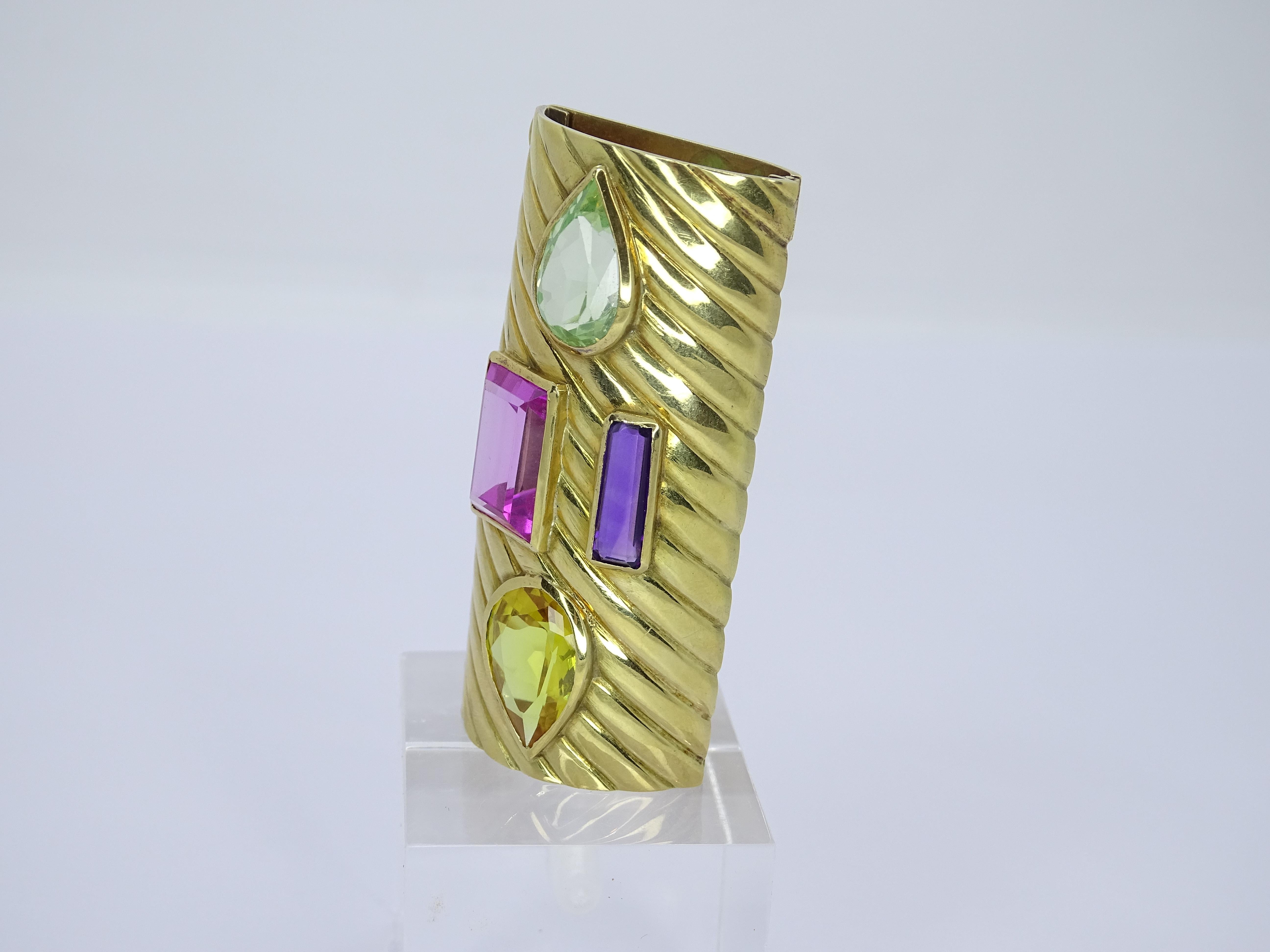 Art Deco French Brooch Pendant Gold 18 kt amethyst Topaz  French Rose Aquamarine For Sale 15