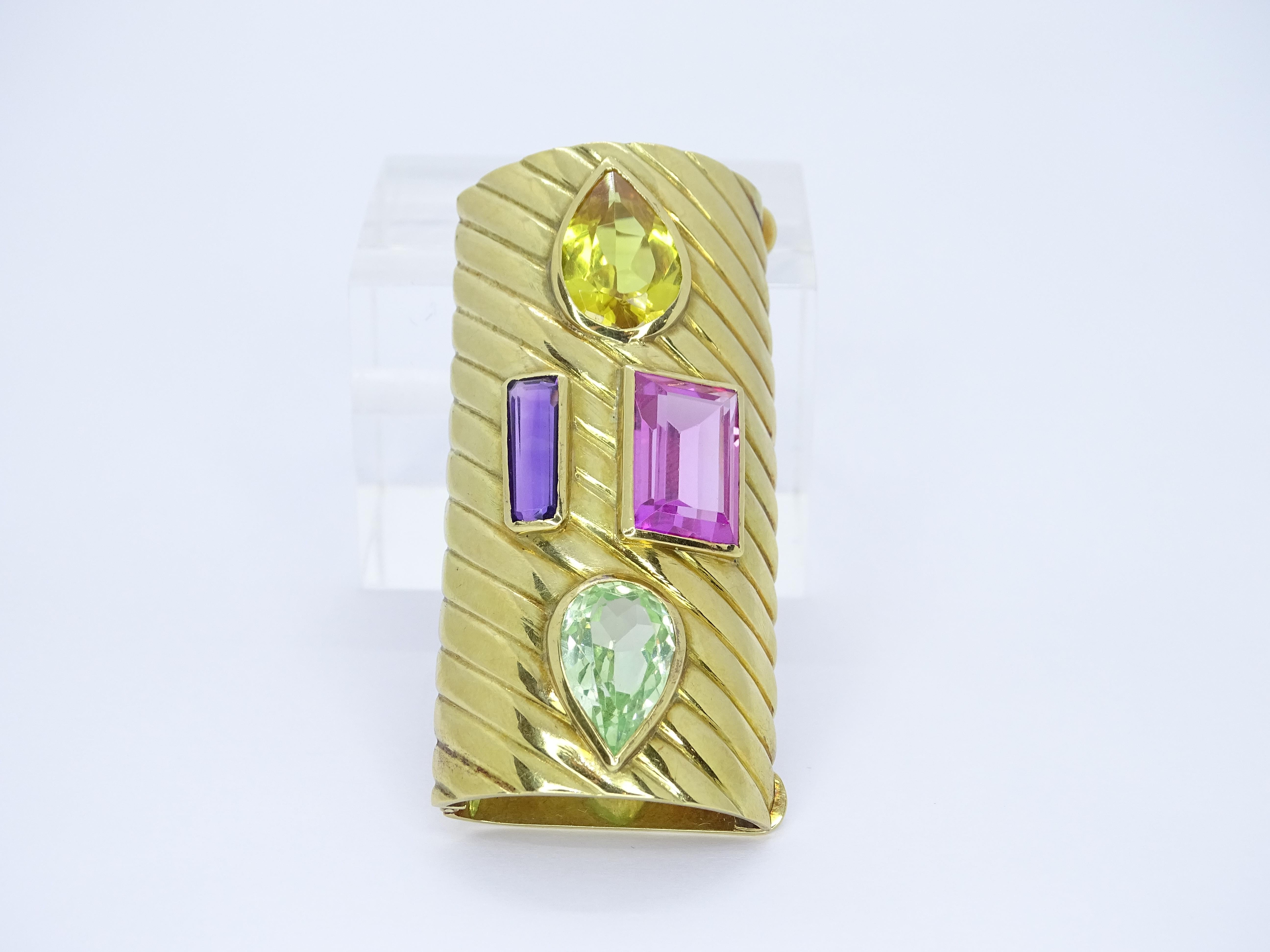 Marquise Cut Art Deco French Brooch Pendant Gold 18 kt amethyst Topaz  French Rose Aquamarine For Sale