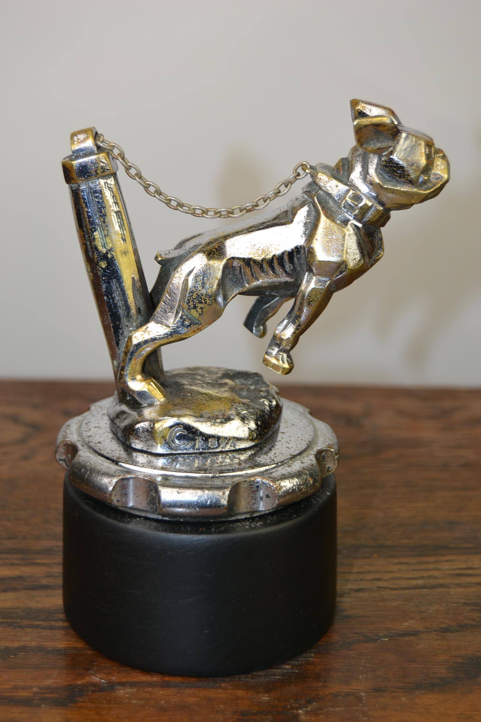 Art Deco French Bulldog Car Mascot, Hood Ornament, 1920s In Fair Condition In Antwerp, BE