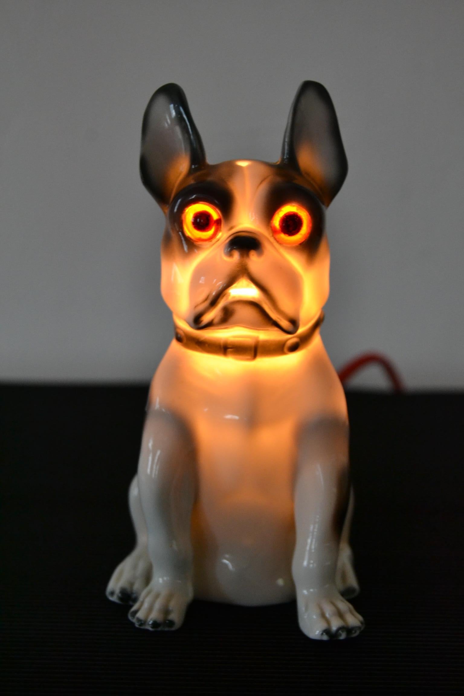 Art Deco French Bulldog Porcelain Perfume Lamp 5
