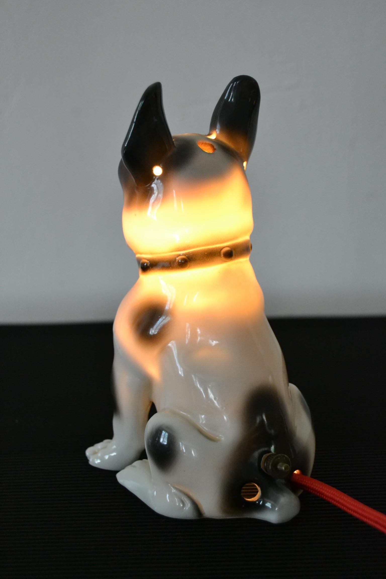 Art Deco French Bulldog Porcelain Perfume Lamp 6