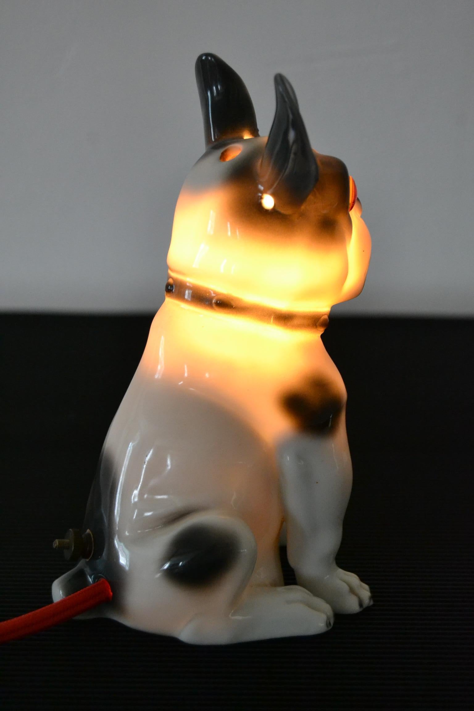 Art Deco French Bulldog Porcelain Perfume Lamp 7