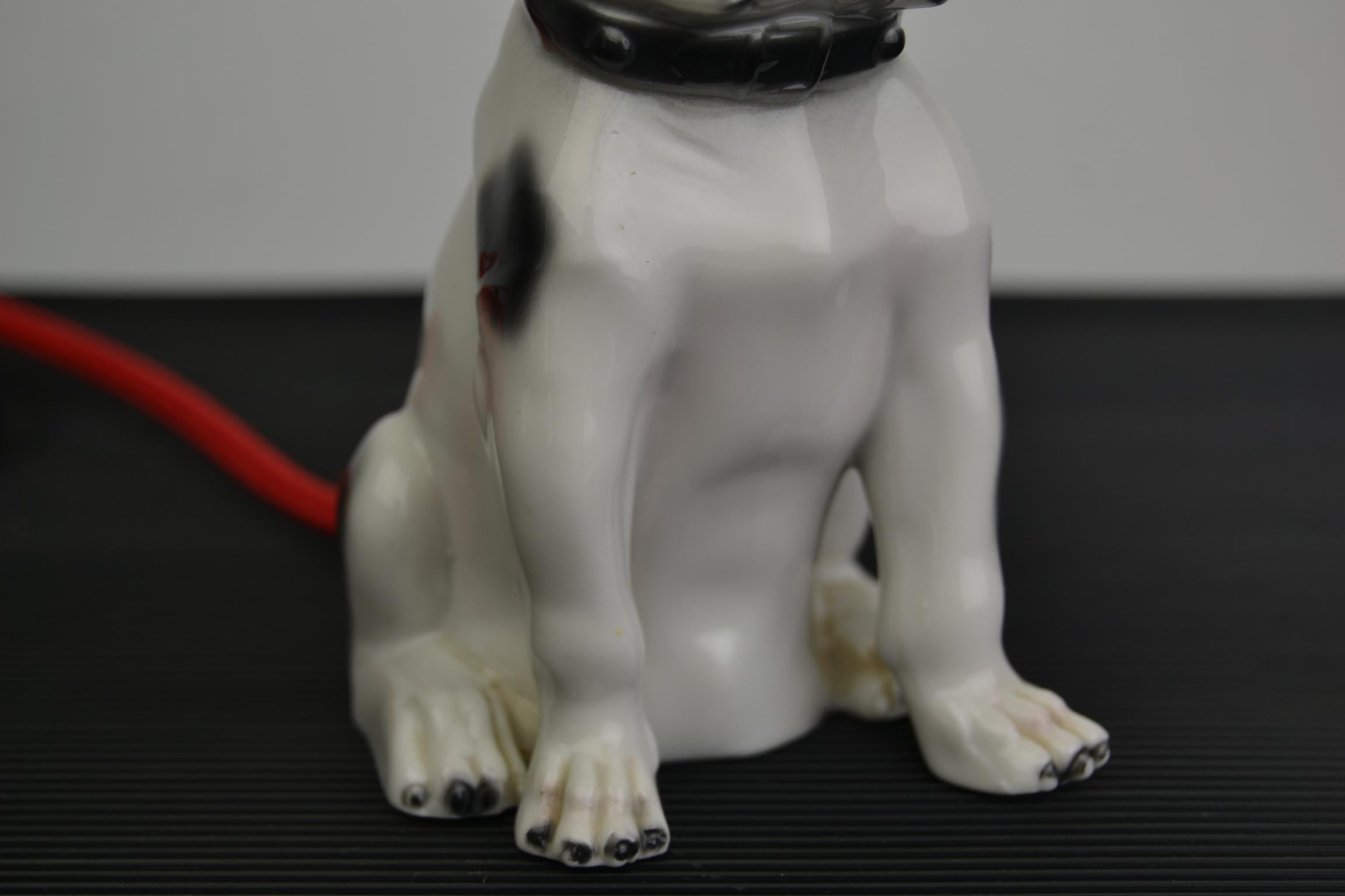 German Art Deco French Bulldog Porcelain Perfume Lamp