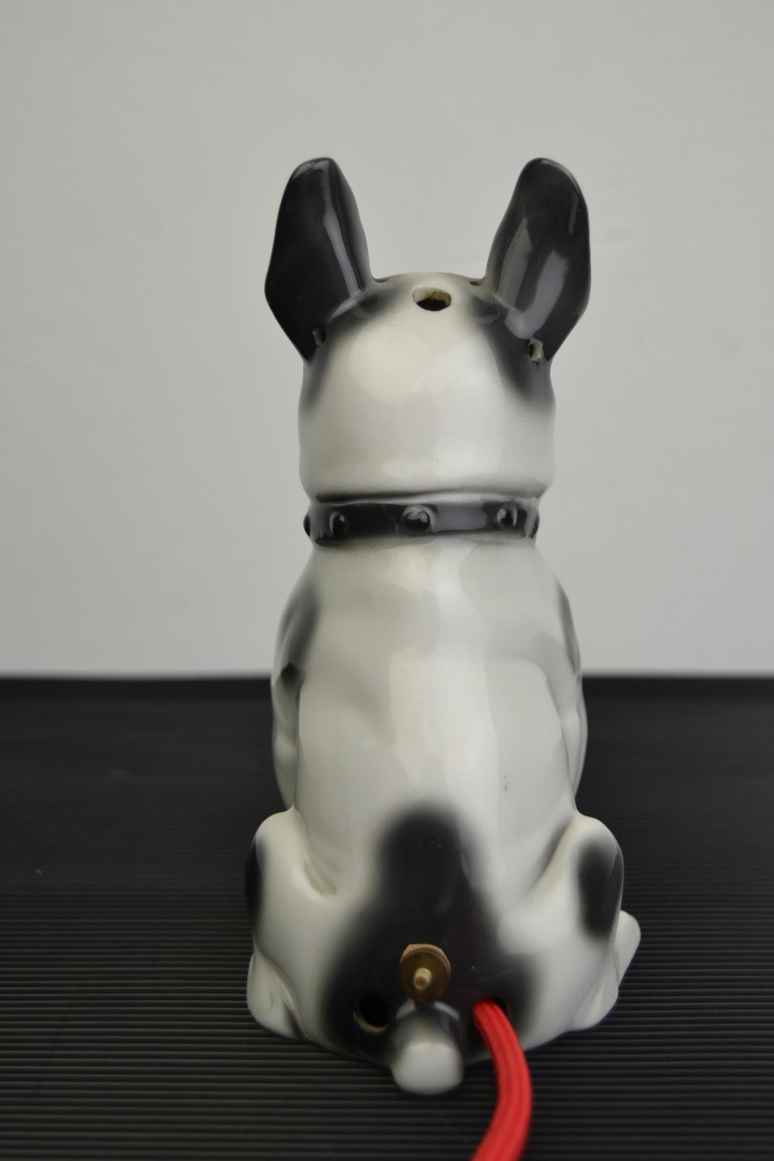 20th Century Art Deco French Bulldog Porcelain Perfume Lamp