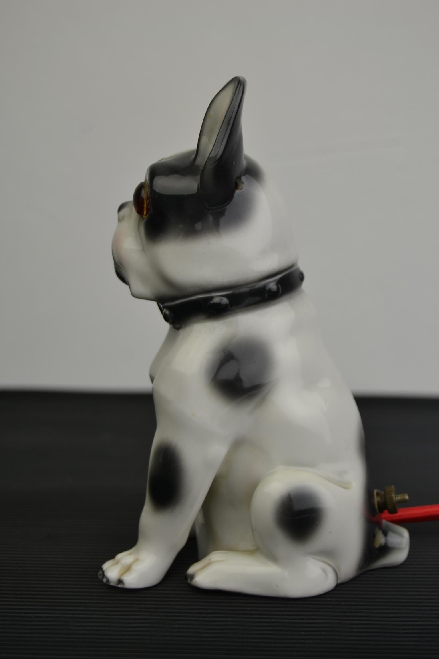 Art Deco French Bulldog Porcelain Perfume Lamp 1