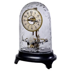 Art Deco French Bulle Electric Clock with Swedish Cut Crystal Dome ca 1930
