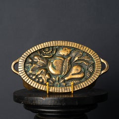 Art Deco French Cast Bronze Trivet with Fruit Design, C. 1930s