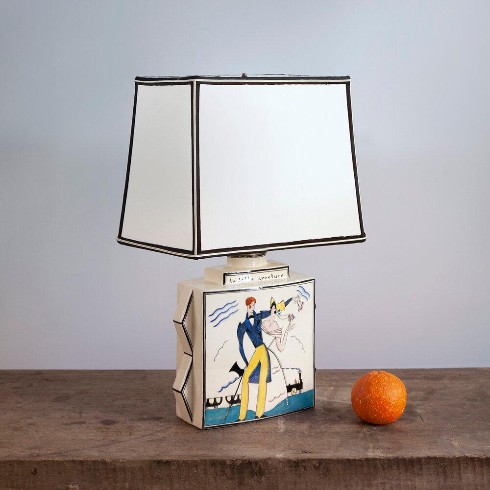 Art Deco French Ceramic Lamp designed by Robert Lallemant In Good Condition In New York, NY