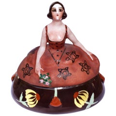 Retro Art Deco French Ceramic Powder Box Bowl, circa 1930