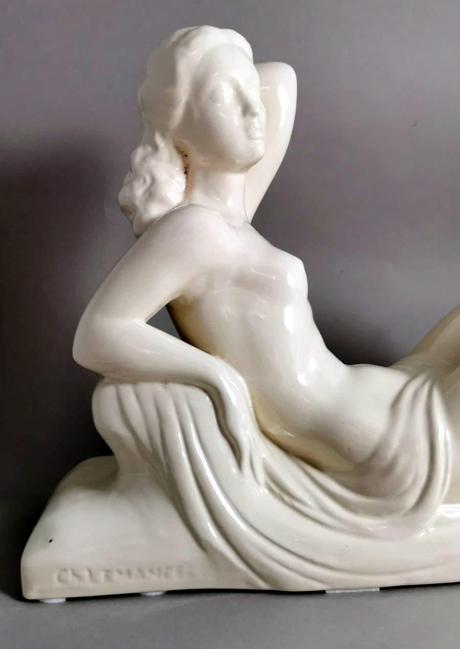 Französische Sain-Clement-Statue der Charles Lemanceau aus Keramik im Art déco-Stil im Angebot 5