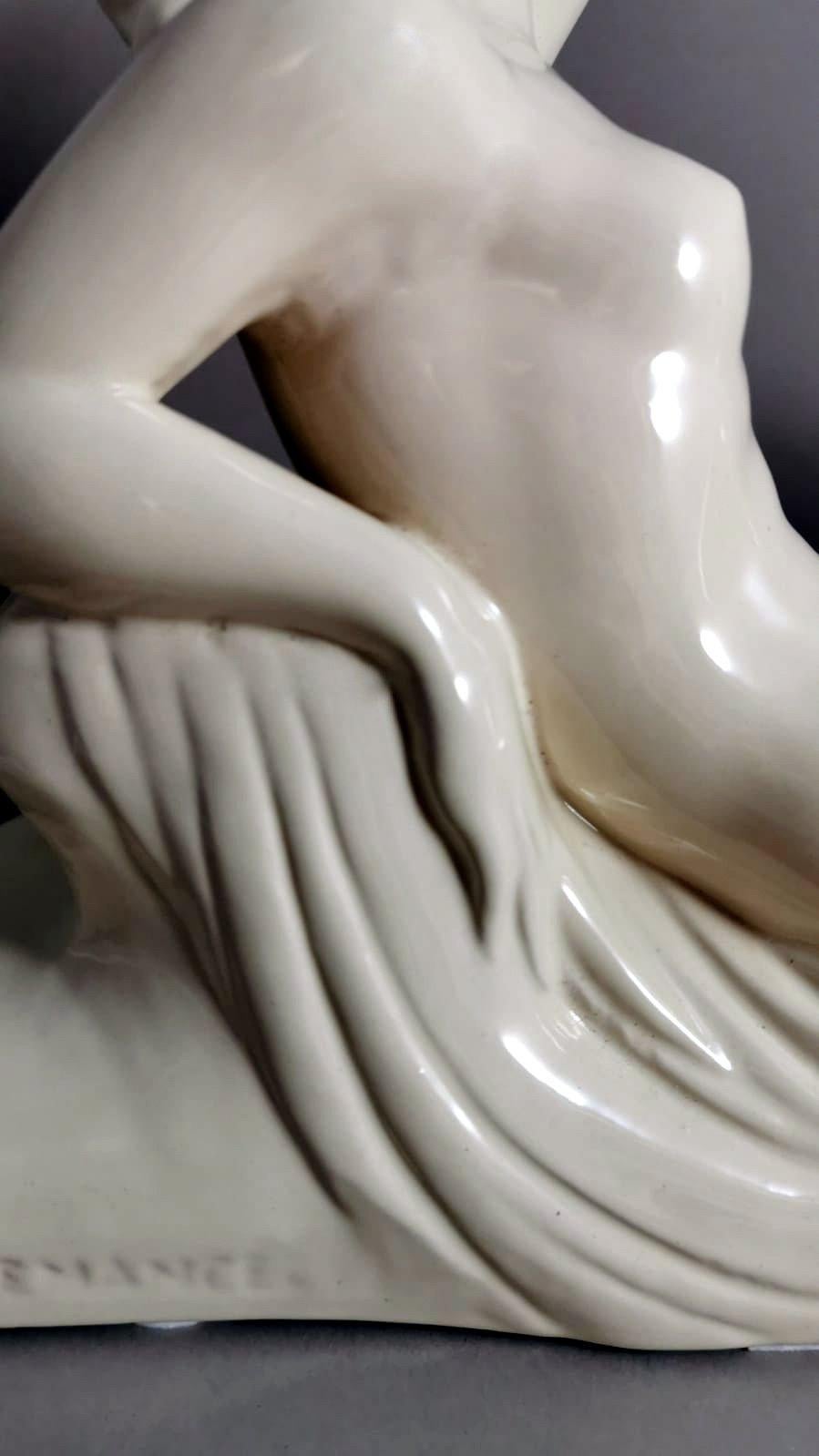 Französische Sain-Clement-Statue der Charles Lemanceau aus Keramik im Art déco-Stil im Angebot 7