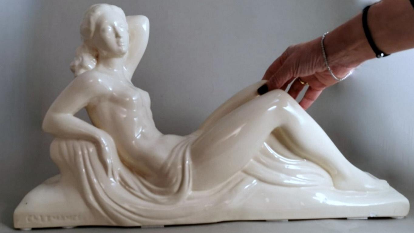 Französische Sain-Clement-Statue der Charles Lemanceau aus Keramik im Art déco-Stil im Angebot 13
