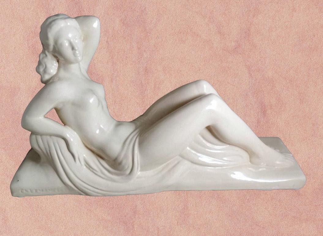 Art déco Statue en céramique Art Déco française Sain-Clement de Charles Lemanceau en vente