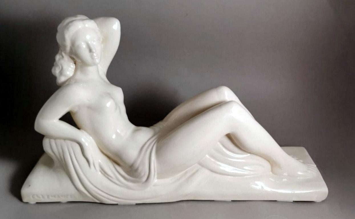 Französische Sain-Clement-Statue der Charles Lemanceau aus Keramik im Art déco-Stil (20. Jahrhundert) im Angebot