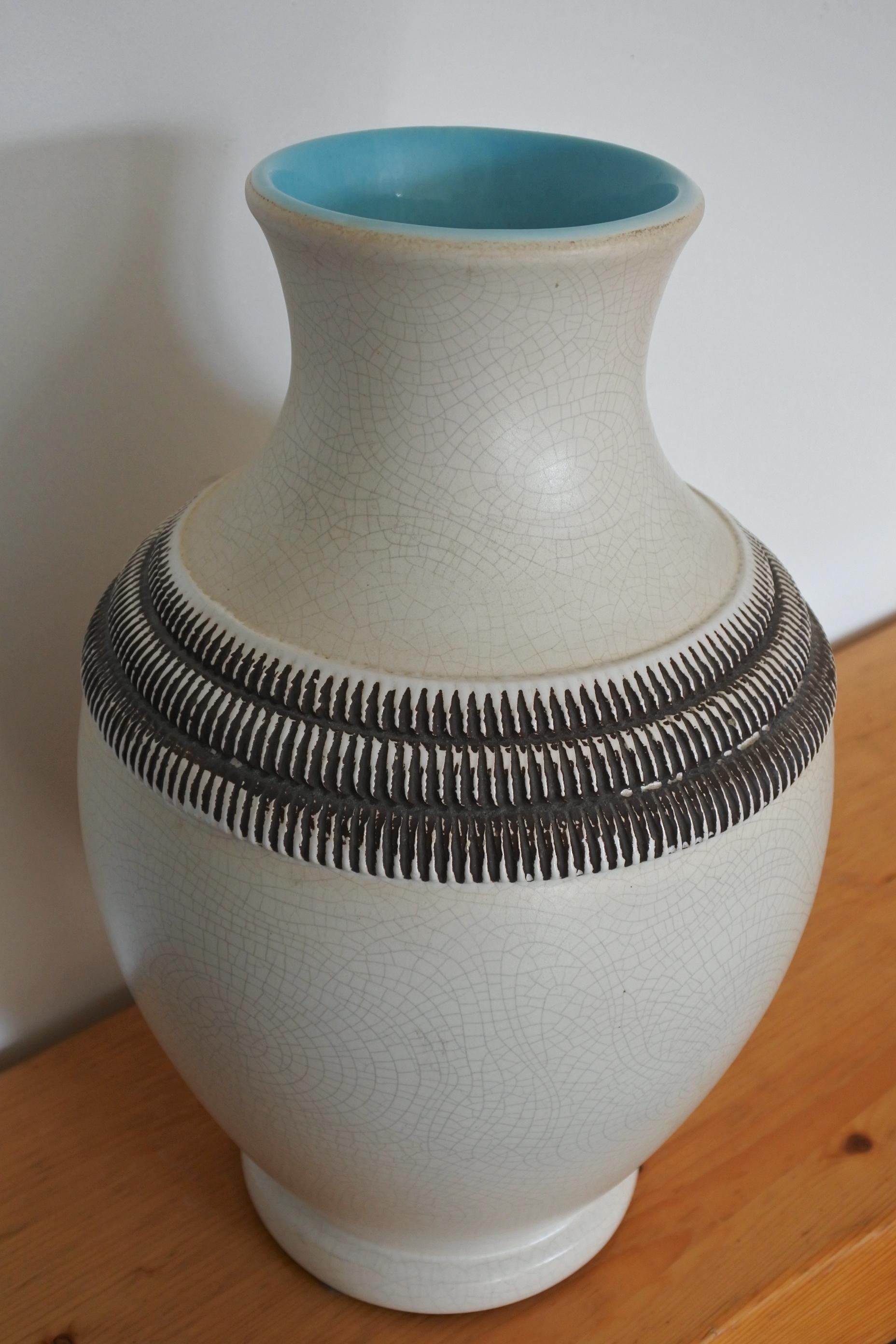 Mid-20th Century Art Deco French Ceramic Vase by Pol Chambost For Sale