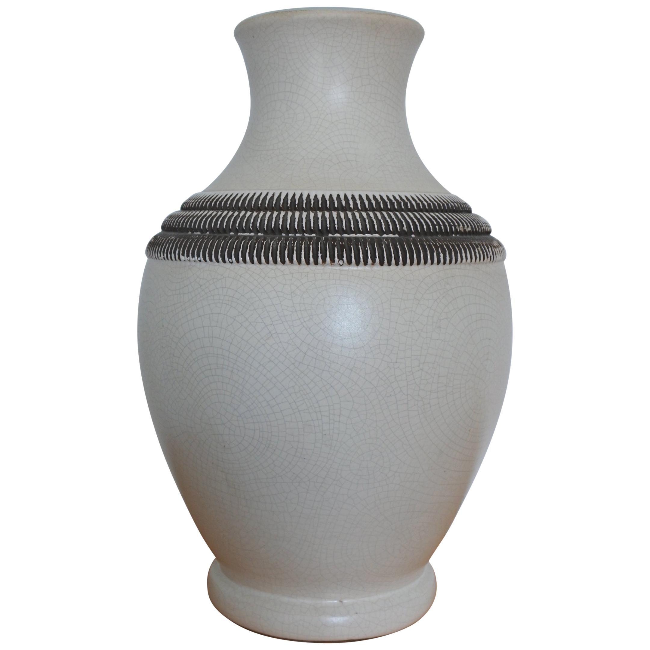 Art Deco French Ceramic Vase by Pol Chambost For Sale