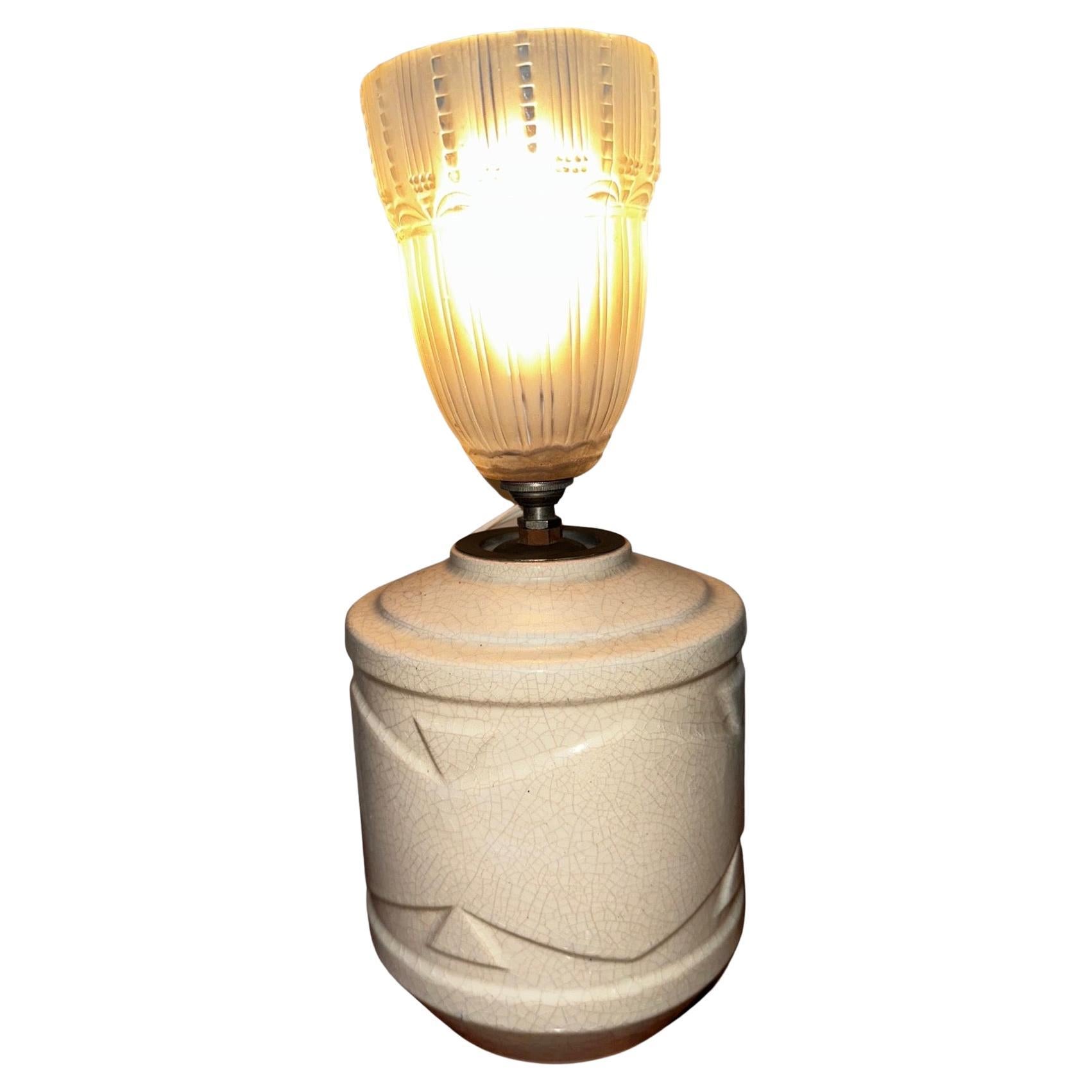 Französische Keramikvase-Tischlampe im Art déco-Stil von Robert Lallemant im Angebot