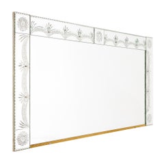 Art Deco French Chiseled Mantel Mirror, 1940s