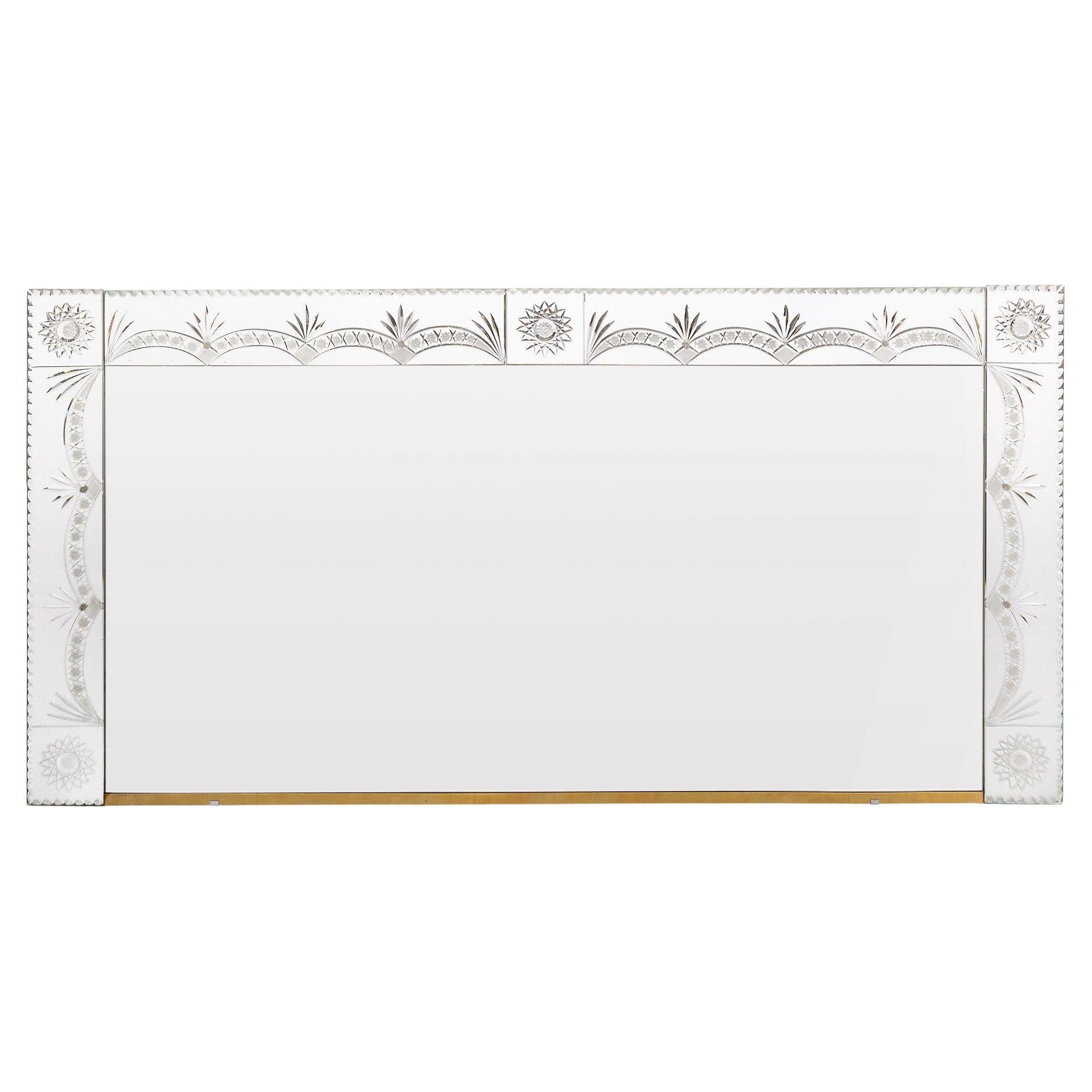 Art Deco French Chiseled Mantel Mirror, 1940s