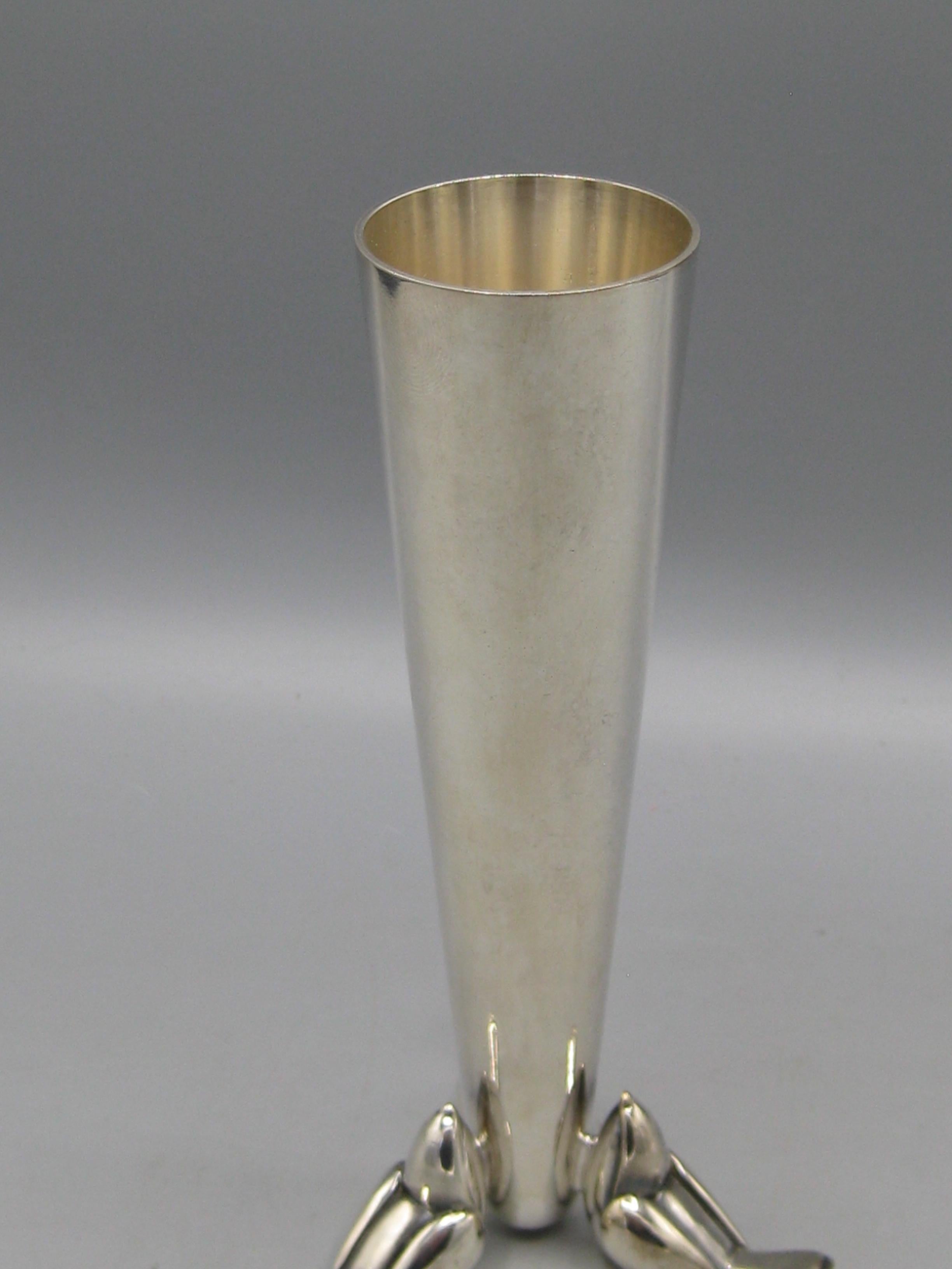 Jarrón de capullos de plata Christofle francés Art Déco Hecho en Francia en venta 4