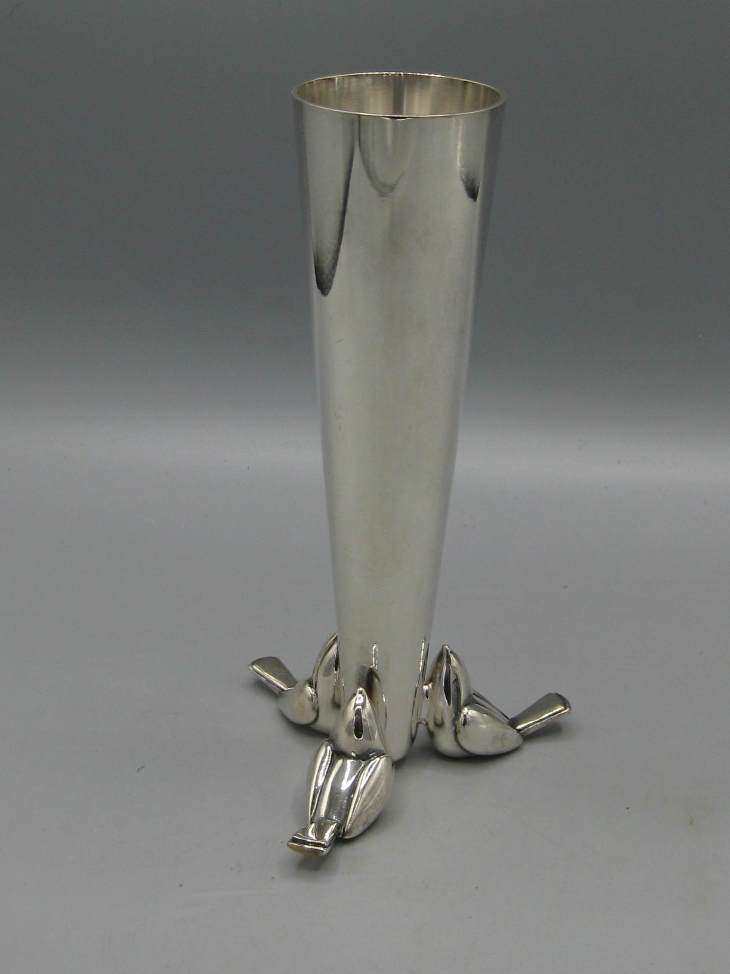 Jarrón de capullos de plata Christofle francés Art Déco Hecho en Francia Francés en venta
