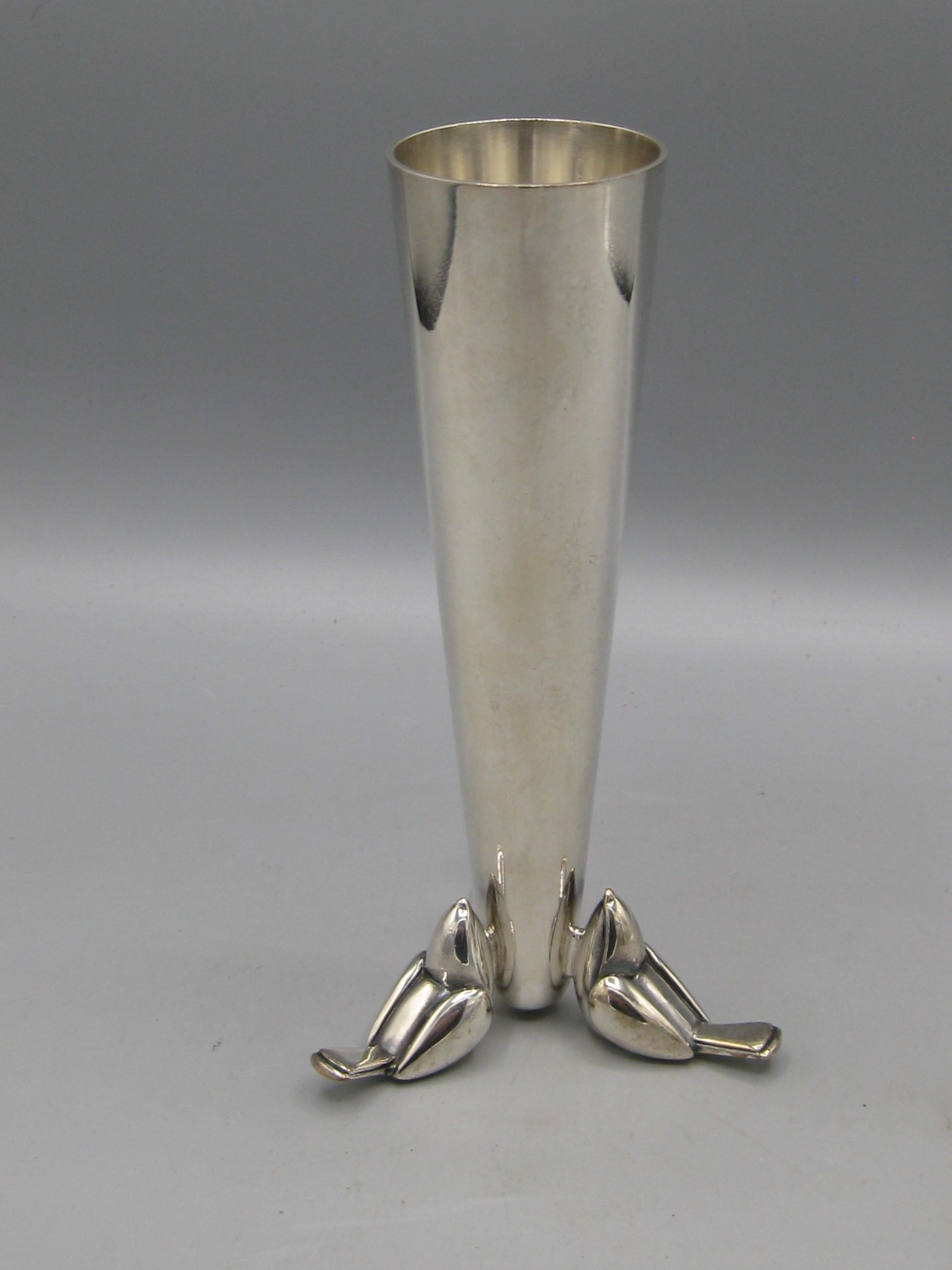 Jarrón de capullos de plata Christofle francés Art Déco Hecho en Francia en venta 2