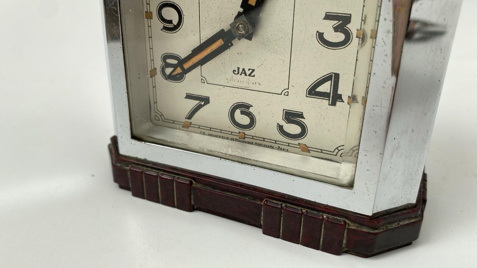 Art Deco French Chrome & Bakelite Clock by Jaz, c1930 For Sale 6