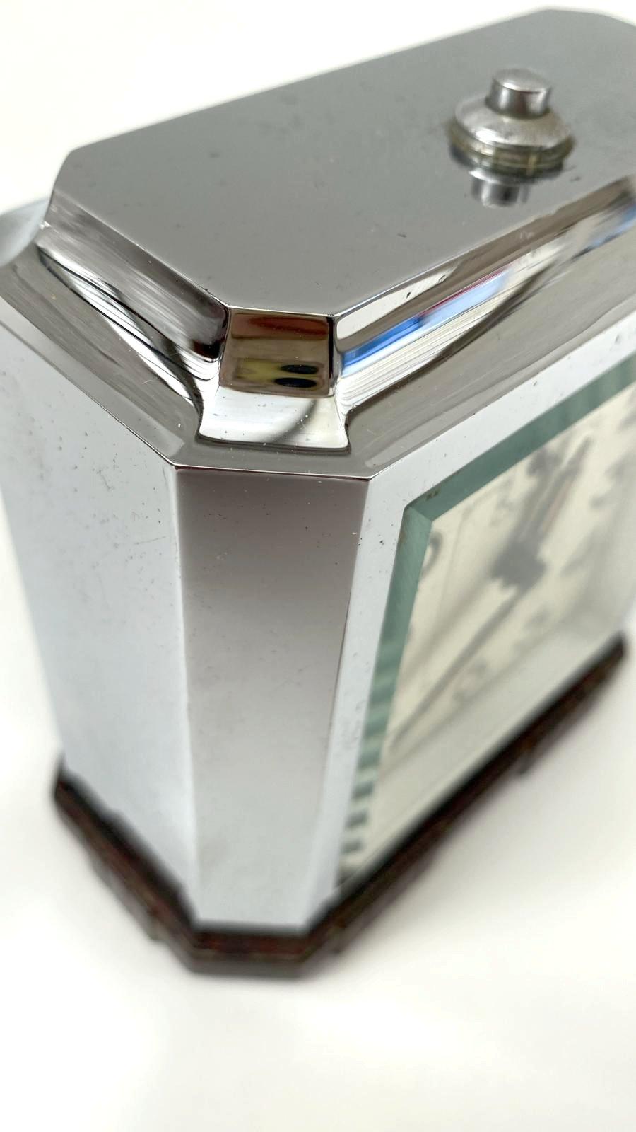 20th Century Art Deco French Chrome & Bakelite Clock by Jaz, c1930 For Sale