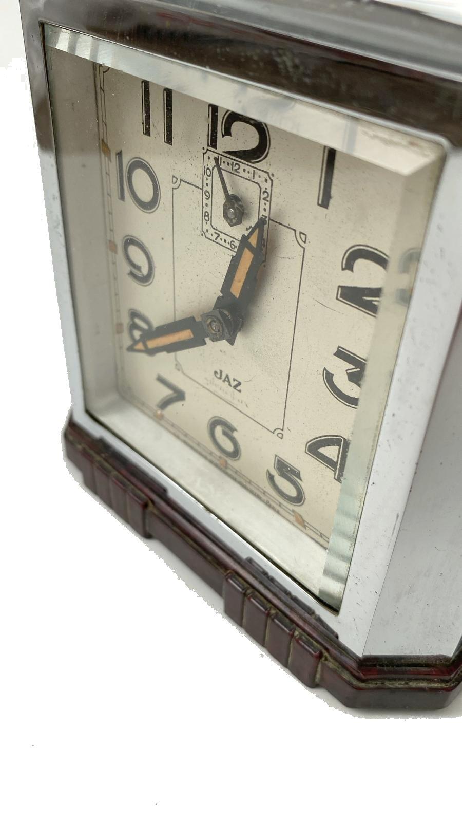 Art Deco French Chrome & Bakelite Clock by Jaz, c1930 For Sale 1