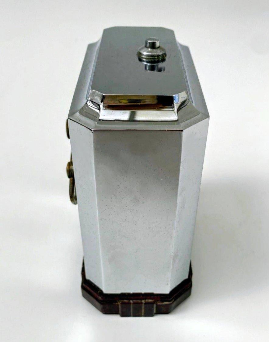 Art Deco French Chrome & Bakelite Clock by Jaz, c1930 For Sale 2