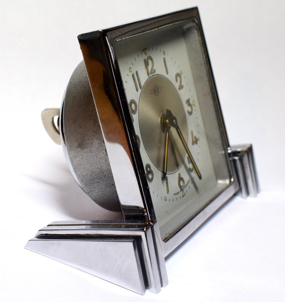 Swiss Art Deco French Chrome Cased Clock by Dep
