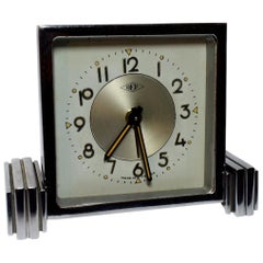 Art Deco French Chrome Cased Clock by Dep