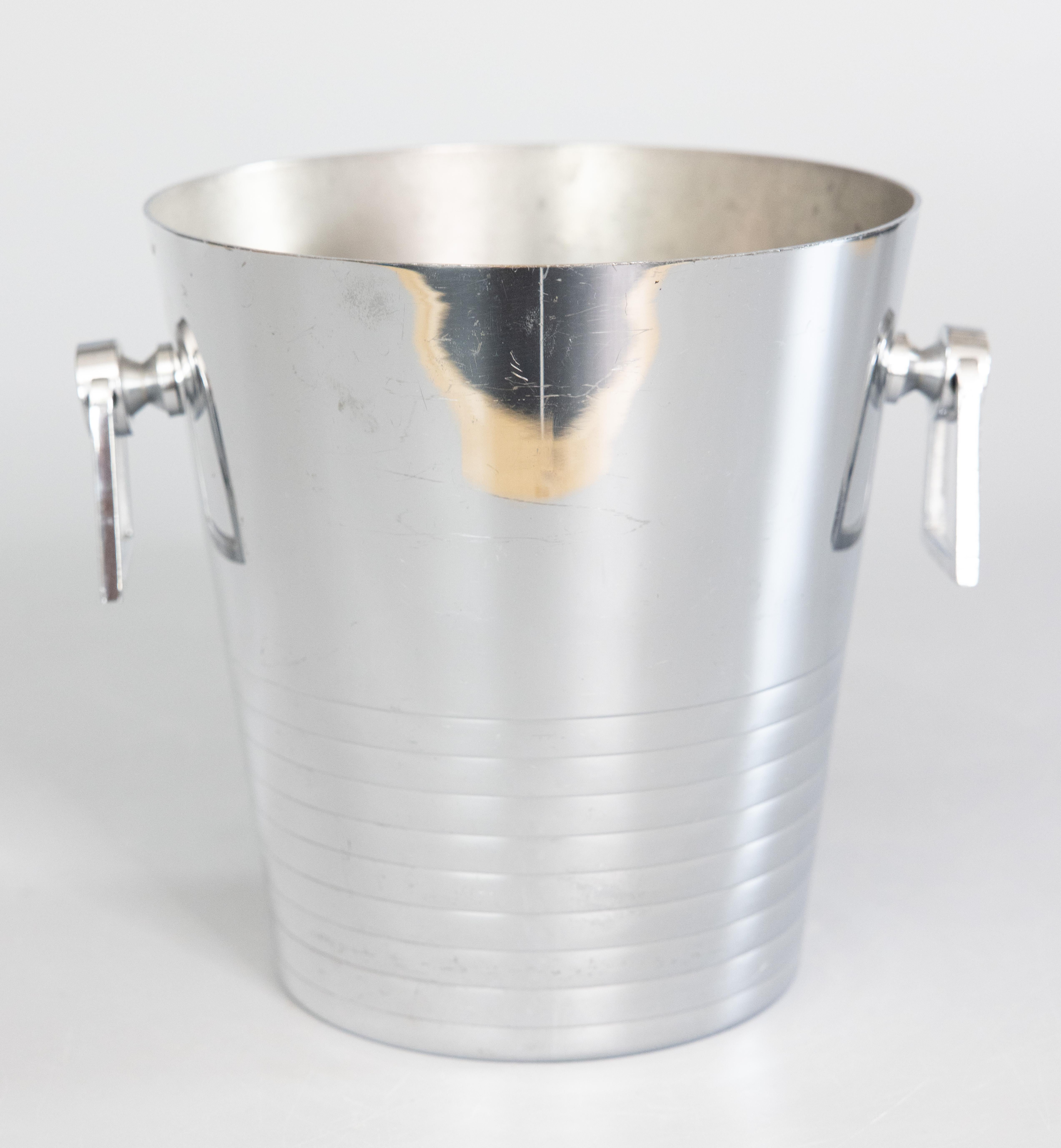 Art Deco Französisch Chrom Champagner Eiskübel Weinkühler, um 1930 (Art déco) im Angebot
